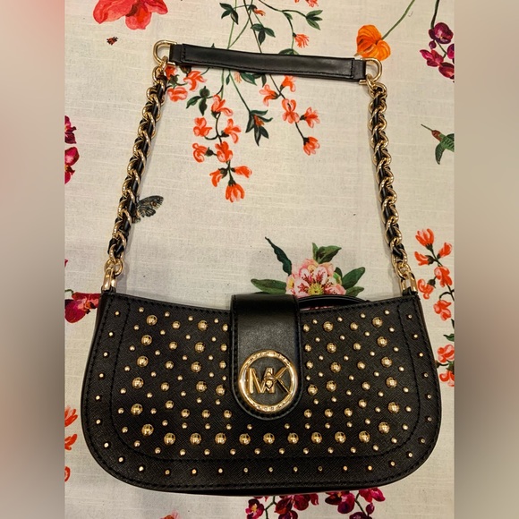 Michael Michael Kors Carmen Leather Pouchette Handbag - Picture 2 of 10